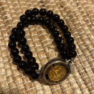 Vintage LV Button Handmade Beaded bracet